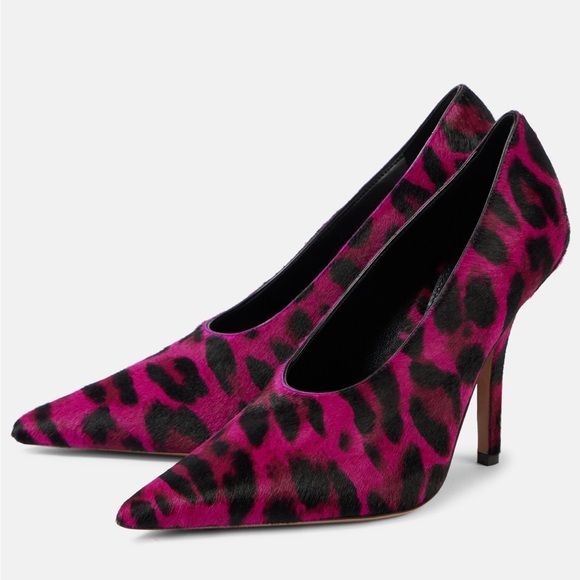 Paris Texas Jessica 105mm fuchsia and black leopard-print calf hair pumps - Picture 3 of 4